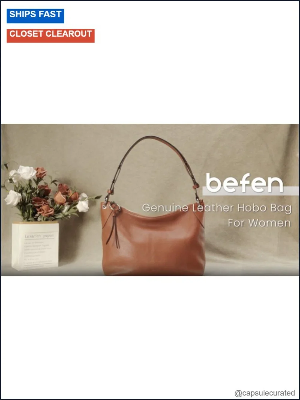 Genuine Leather Hobo Bag Crossbody Purse with Adjustable Strap